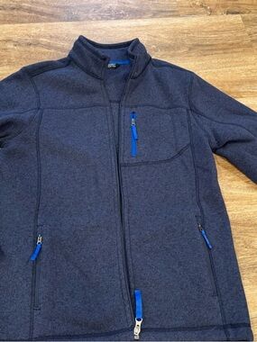 The North Face Youth Navy Fleece Jacket with Blue Zipper Accents